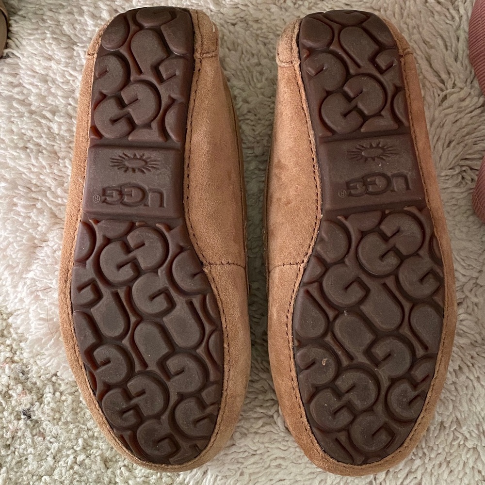 UGG Chestnut Suede Lined Moccasin Slippers - Picture 4 of 8